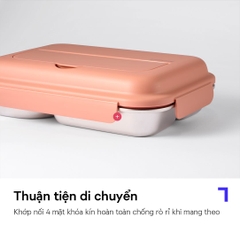 Hộp cơm inox 316L cho bé LocknLock Little Love LST980 1.05L kèm túi đựng và muỗng nĩa