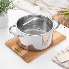 Bộ nồi inox 18/10 KAIYO thân đáy liền Tri-Ply Silver Crown
