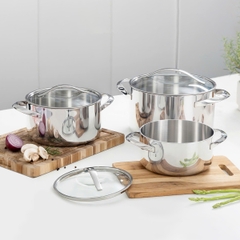 Bộ nồi inox 18/10 KAIYO thân đáy liền Tri-Ply Silver Crown