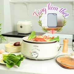 [Tặng thớt] Nồi lẩu điện Haatz lòng phủ ceramic an toàn có thể tháo rời 5 lít bảo hành chính hãng 2 năm