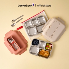Hộp cơm inox 316L cho bé LocknLock Little Love LST980 1.05L kèm túi đựng và muỗng nĩa