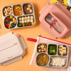 Hộp cơm inox 316L cho bé LocknLock Little Love LST980 1.05L kèm túi đựng và muỗng nĩa