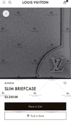 LV SLIM BRIEFCASE M30856 - LIKE AUTH 99%