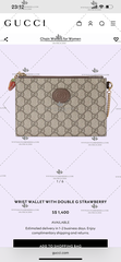 GUCCI WRIST WALLET WITH DOUBLE G STRAWBERRY 726250 - LIKE AUTH 99%