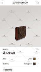 LV SARAH WALLET M60531 - LIKE AUTH 99%