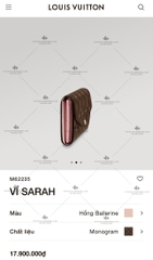 LV SARAH WALLET M62235 - LIKE AUTH 99%