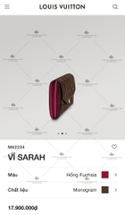 LV SARAH WALLET M62234 - LIKE AUTH 99%