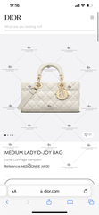 MEDIUM LADY D-JOY BAG - LIKE AUTH 99%