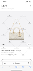 MEDIUM LADY D-JOY BAG - LIKE AUTH 99%