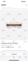MEDIUM LADY D-JOY BAG - LIKE AUTH 99%