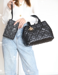 MEDIUM DIOR TOUJOURS BAG BLACK MACROCANNAGE CALFSKIN M2821OSHJ_M900 - LIKE AUTH 99%