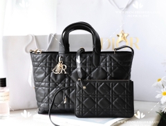 MEDIUM DIOR TOUJOURS BAG BLACK MACROCANNAGE CALFSKIN M2821OSHJ_M900 - LIKE AUTH 99%