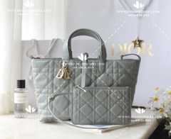 MEDIUM DIOR TOUJOURS BAG STONE GRAY MACROCANNAGE CALFSKIN M2821OSHJ_M41G - LIKE AUTH 99%
