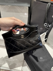CHANEL 31 Nano Gold CC Logo Shiny Lambskin Chain Bag