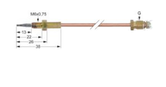 Cảm biến nhiệt độ bếp âu Bertos / THERMOCOUPLE M9x1 L 600mm M6x0.75 (22286910)