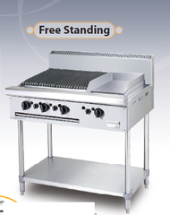 Bếp nướng kết hợp chiên phẳng Berjaya / Combination Char Broiler Griddle Free Standing CB3BGG1BFS