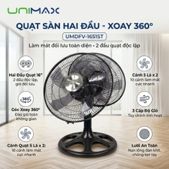 Quạt Sàn Công Nghiệp 16 Inch Hai Đầu 360° Unimax UMDFV-1651ST (120W)