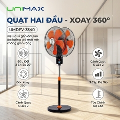 Quạt Đứng Công Nghiệp 20 Inch Hai Đầu 360° Unimax UMDFV-3340 (170W)