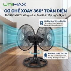 Quạt Sàn Công Nghiệp 16 Inch Hai Đầu 360° Unimax UMDFV-1651ST (120W)