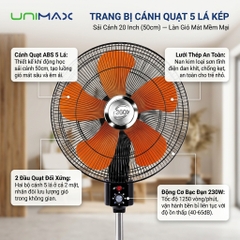 Quạt Đứng Công Nghiệp 20 Inch Hai Đầu 360° Unimax UMDFV-3340 (170W)