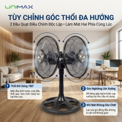 Quạt Sàn Công Nghiệp 16 Inch Hai Đầu 360° Unimax UMDFV-1651ST (120W)