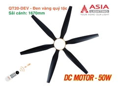Quạt Trần Động Cơ DC Asia Lighting QT20-DEV (Màu Đen Vàng Quý Tộc)
