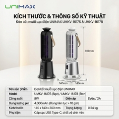 Đèn Bắt Muỗi Đen USB Unimax UMKV-1617B (8W)