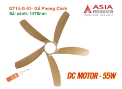 Quạt Trần Động Cơ DC Asia Lighting QT14-G-01 (Màu Gỗ Phong Cách)