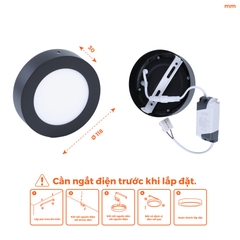 Đèn Ốp Trần Nổi Hình Tròn Viền Đen Nanoco NPL06RB