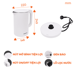 Ấm Đun Siêu Tốc Nanoco NKT1750V / NKT1750W