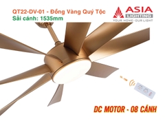 Quạt Trần Động Cơ DC Asia Lighting QT22-DV-01 (Màu Đồng Vàng Quý Tộc)