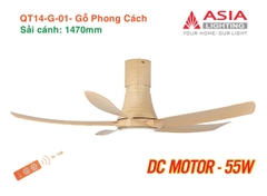 Quạt Trần Động Cơ DC Asia Lighting QT14-G-01 (Màu Gỗ Phong Cách)
