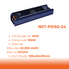 Phụ Kiện Đèn Bộ Nguồn Tổ Ong DC24V Dùng Cho LED Dây Trong Nhà Nanoco NST-PS150-24