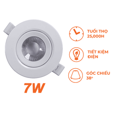 Đèn Trần Chỉnh Góc Nanoco NADL07 (7W)