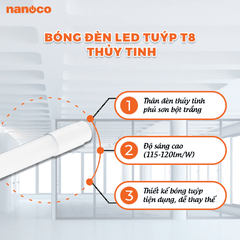 Đèn Tuýp T8 Thủy Tinh Nanoco NT8T40