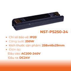 Phụ Kiện Đèn Bộ Nguồn Tổ Ong DC24V Dùng Cho LED Dây Trong Nhà Nanoco NST-PS250-24