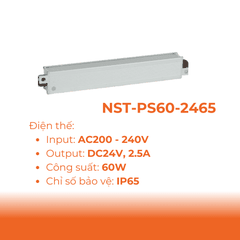 Phụ Kiện Đèn: Bộ Nguồn DC24V IP65 Cho LED Dây Ngoài Trời Nanoco NST-PS60-2465 (60W)