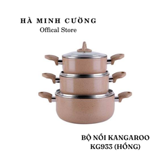 Bộ Nồi Kangaroo KG933 3 Nồi 18x20x24cm (Hồng)