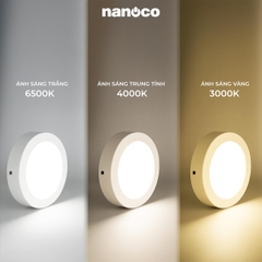 Đèn Ốp Trần Nổi Hình Tròn Viền Trắng Nanoco NPL12R