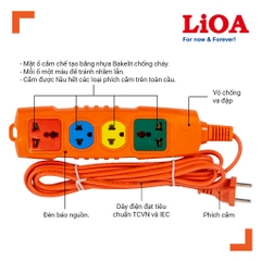 Ổ CẮM KÉO DÀI SIÊU TẢI CÓ DÂY LIOA - TOTAL 30A 250V~ MAX 6600W
