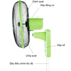 Quạt Treo Tường Asia VY357 - Xanh Lam, Chuối non, Xám