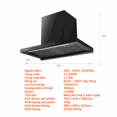 Máy Hút Mùi Nanoco NRH702B