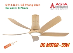 Quạt Trần Động Cơ DC Asia Lighting QT14-G-01 (Màu Gỗ Phong Cách)