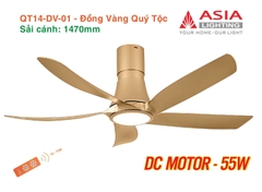 Quạt Trần Động Cơ DC Asia Lighting QT14-DV-02 (Màu Đồng Vàng Quý Tộc)