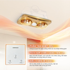 Đèn Sưởi Âm Trần Hai Bóng Nanoco NBHR201G