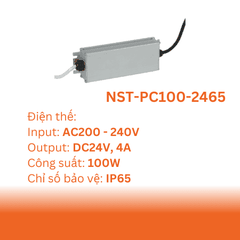 Phụ Kiện Đèn: Bộ Nguồn DC24V IP65 Cho LED Dây Ngoài Trời Nanoco NST-PS100-2465 (100W)
