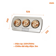 Đèn Sưởi Gắn Tường Ba Bóng Nanoco NBH641S