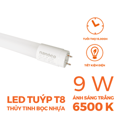 Đèn Tuýp T8 Thủy Tinh Bọc Nhựa Nanoco NT8T091