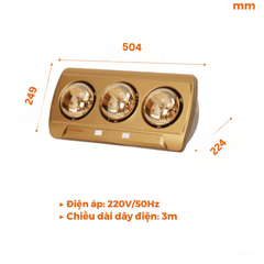Đèn Sưởi Gắn Tường Ba Bóng Nanoco NBH650G