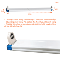 Máng Đèn Tuýp Đơn T8 Nanoco NT8F118N (1.2m)